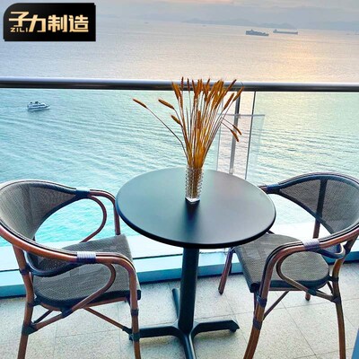 子力阳台茶桌椅藤椅三件庭院家用藤编室外靠窗桌休闲小茶几