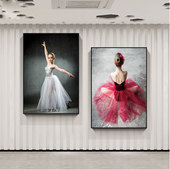 舞蹈室装 饰画培训班墙面装 饰壁画跳舞者幼儿园儿童少女芭蕾舞挂画