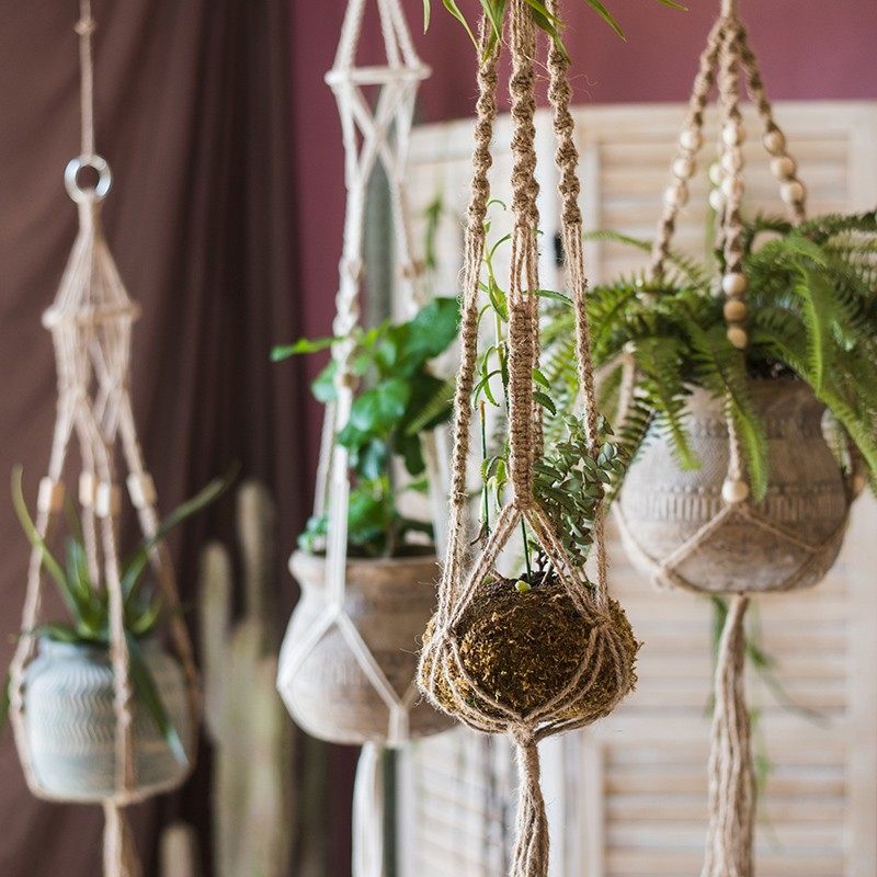 掬涵 手工艺术棉绳麻绳吊篮网兜篮壁挂垂吊器盆悬挂创意,家居饰品,吊饰/挂饰,淘宝优惠券,粉丝福利购,淘宝优惠卷