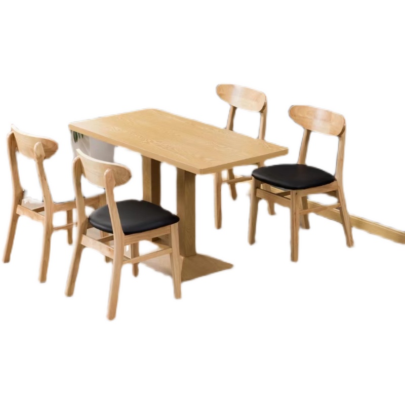 实木快餐桌椅食堂奶茶小吃店麻辣烫烧烤饭店面馆餐饮桌椅