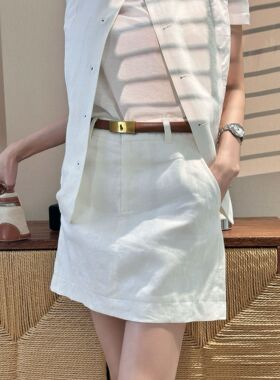 Rowan 丨100亚麻春夏新款高腰显瘦A字百搭休闲半身裙ICTZX4620