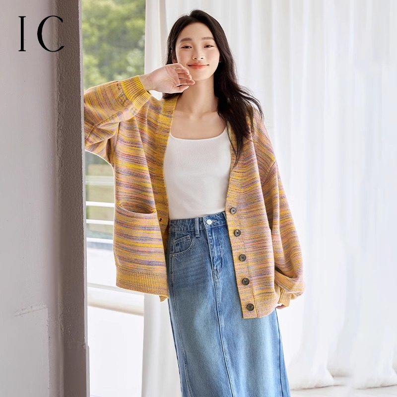 【一一专享】彩色花纱条纹针织衫女2025新款秋季气质宽松休闲,女装/女士精品,毛针织衫,淘宝优惠券,粉丝福利购,淘宝优惠卷