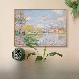 莫奈手绘日出印象油画睡莲客厅沙发背景墙壁画卧室餐厅挂画名画