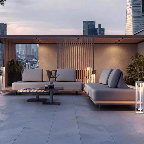 户外沙发别墅现代庭院转角沙发简约阳台露天藤椅柚木沙发家具组合