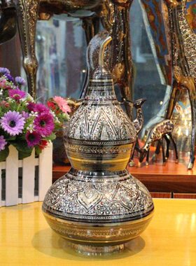 巴基斯坦手工艺品手工铜雕铜器进口宝葫芦瓶聚宝聚福摆件节日礼品