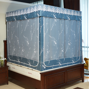 床帘蚊帐遮光一体式 家用150x190加厚加密防摔1.5x1.9床防尘顶夏天