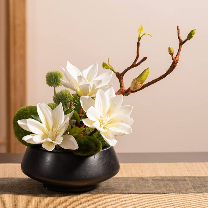 圆形装饰微景观圆桌中心摆台酒店大圆桌转盘中间摆件餐桌花摆花