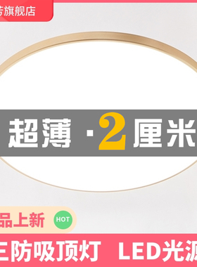 三防吸顶灯典雅超薄LED黑色金色银卧室客厅现代简约创意圆形40W