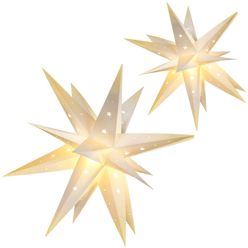 新年圣诞镂空立体星星装饰酒店商场开业吊顶橱窗灯笼布置道具白色