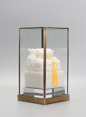 中式仿玉玺玻璃罩子样版房间售楼处展厅茶几隔断书柜软装饰品摆件