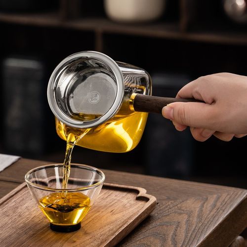 加厚耐高温侧把玻璃公道杯带茶漏一体茶海分茶器高档高级茶具配件