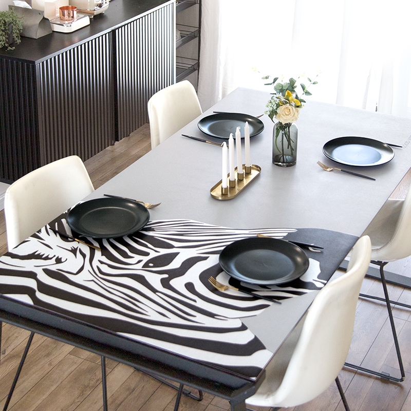 现代简约卡通桌垫防水防油防烫免洗家用电视柜茶几餐桌布书桌台布