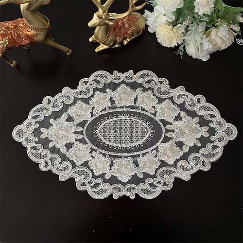 2023新款欧式蕾丝绣花桌垫餐桌茶几桌布奢华桌旗床头柜旗布艺餐垫