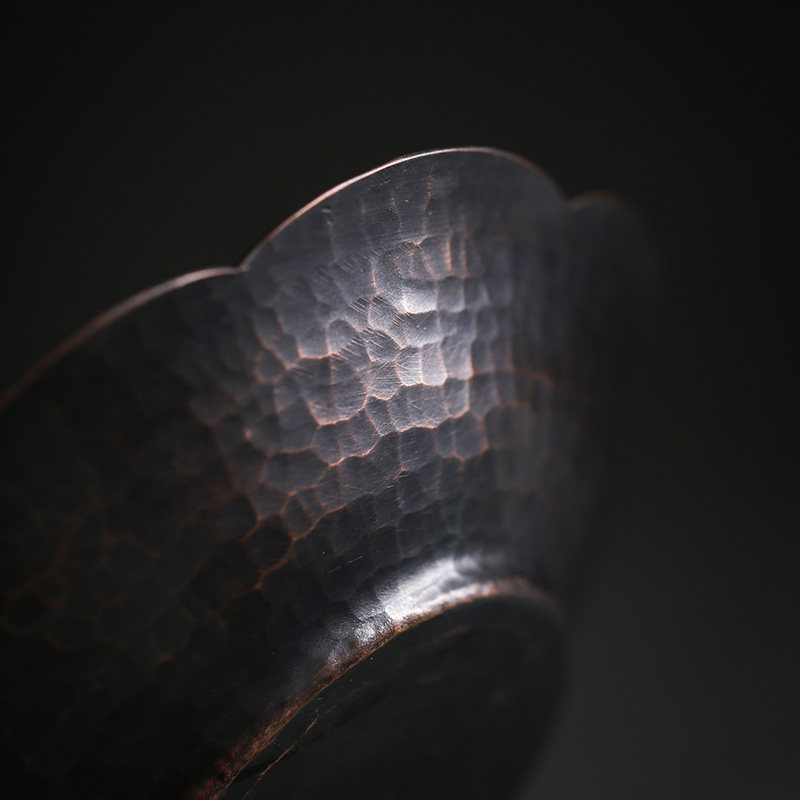 手工锻打铜制壶承 蓄水茶盘 干泡台 壶托 金工手作