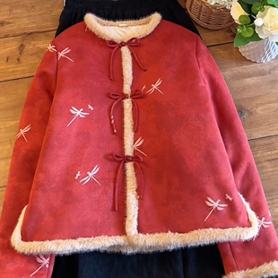 小个子上衣女 新款 新中式 国风复古独特漂亮高级感毛毛外套2025冬季