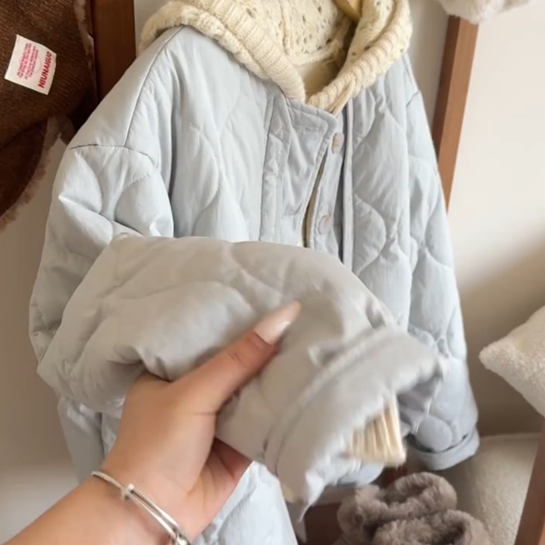 松弛感温柔小个子宽松棉服外套女