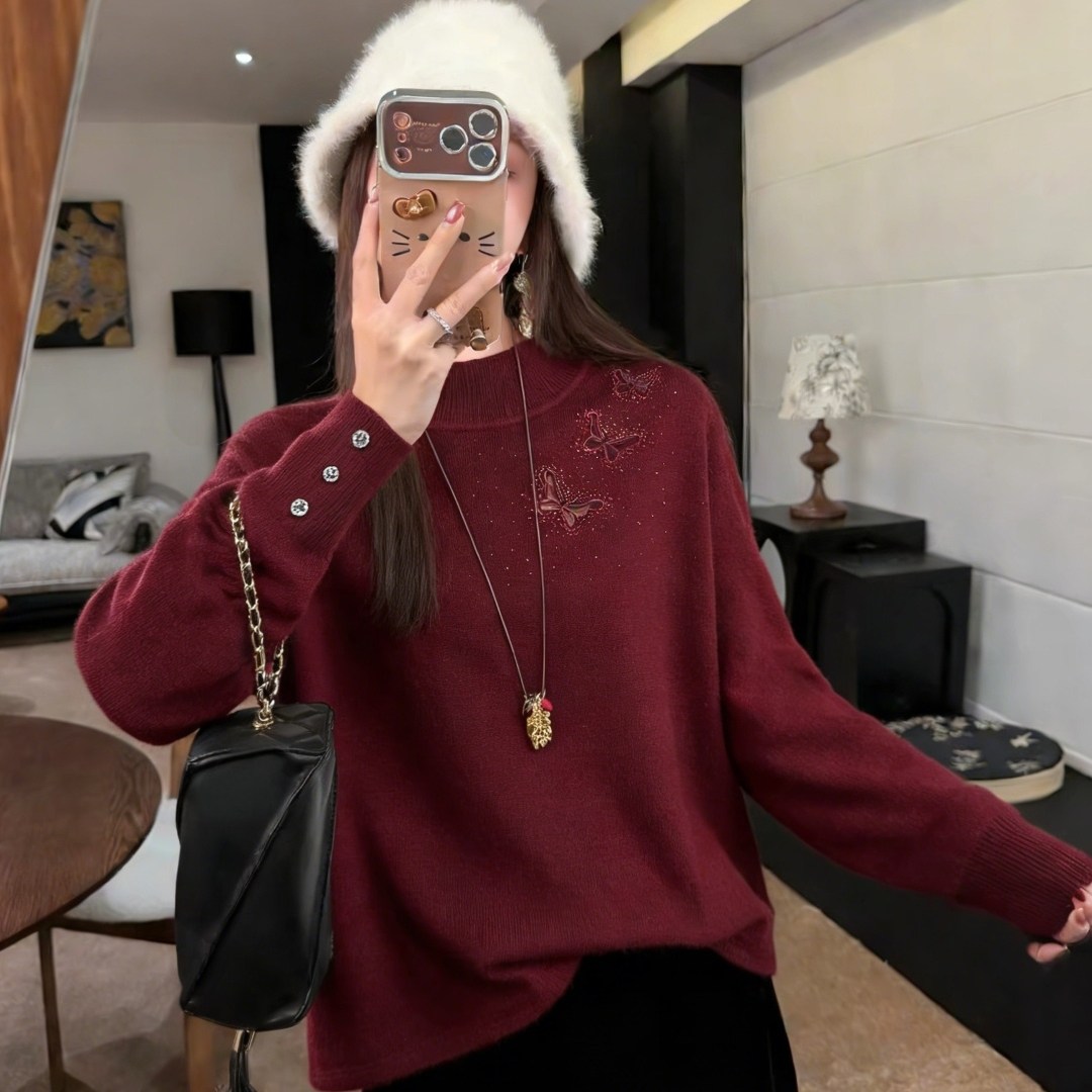 红色半高领毛衣女2026春季新款洋气时髦日常通勤显瘦内搭打底衫潮,女装/女士精品,大码内搭,淘宝优惠券,粉丝福利购,淘宝优惠卷