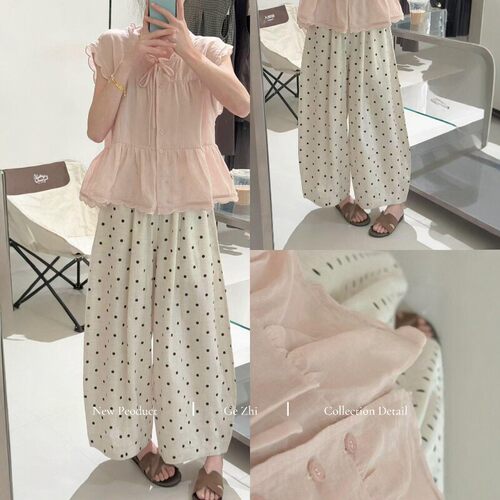 精致chic休闲百搭娃娃衫阔腿裤女