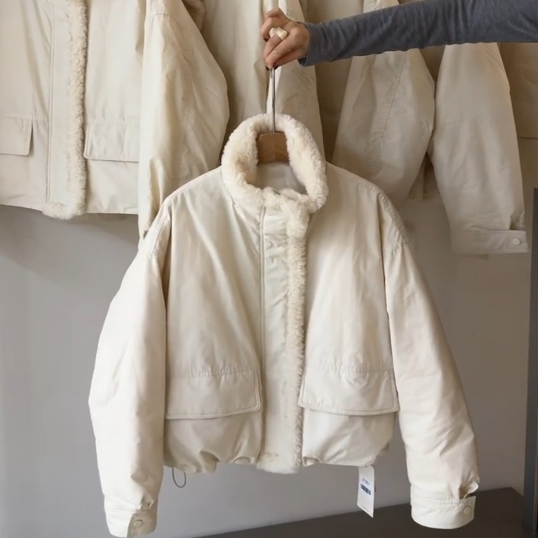 欧货高端大牌定制立领羊羔毛外套