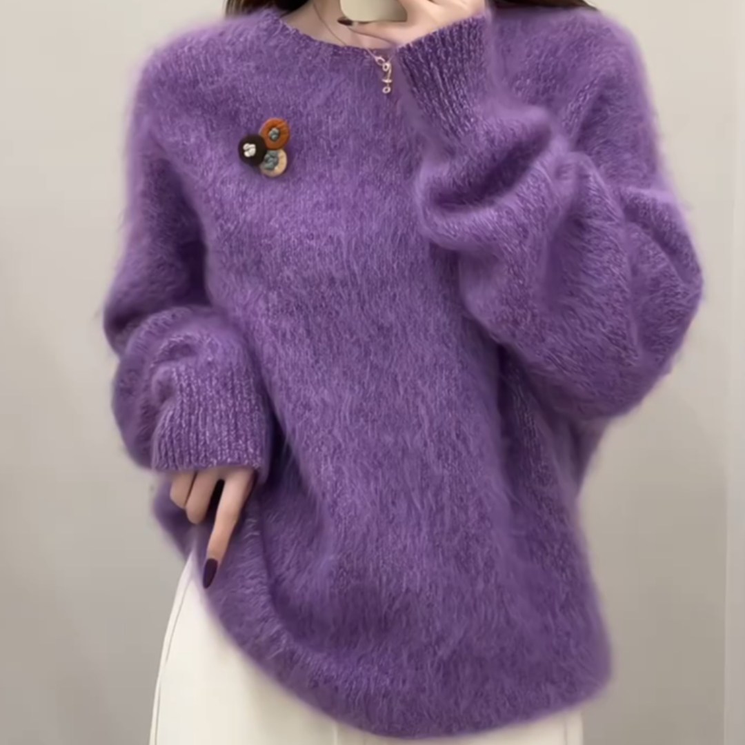 今年流行紫色毛衣女2025秋冬新款慵懒风柔软宽松超好看针织毛衣女,女装/女士精品,大码内搭,淘宝优惠券,粉丝福利购,淘宝优惠卷