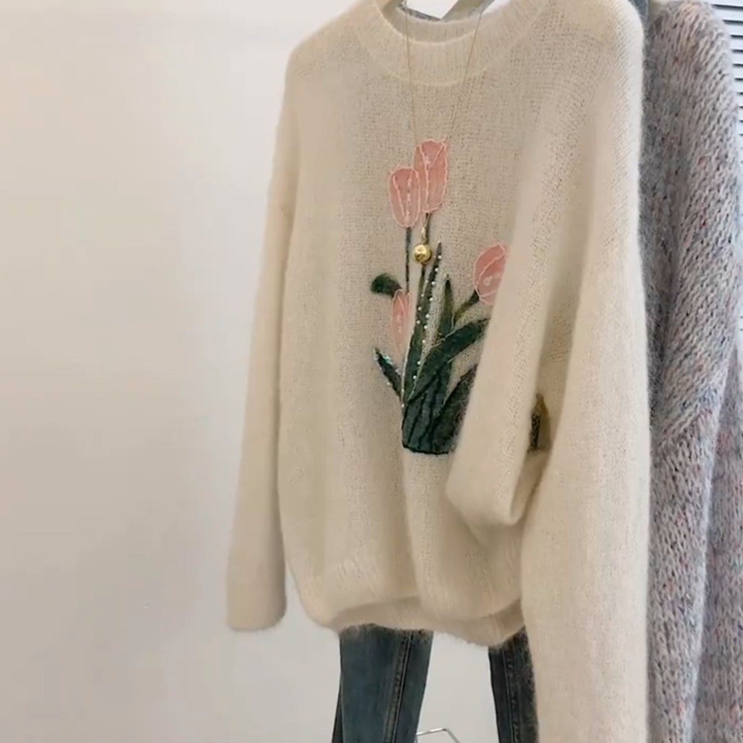 法式气质绝美奶呼呼软糯套头针织衫2025秋冬高级感提花内搭毛衣女,女装/女士精品,大码内搭,淘宝优惠券,粉丝福利购,淘宝优惠卷