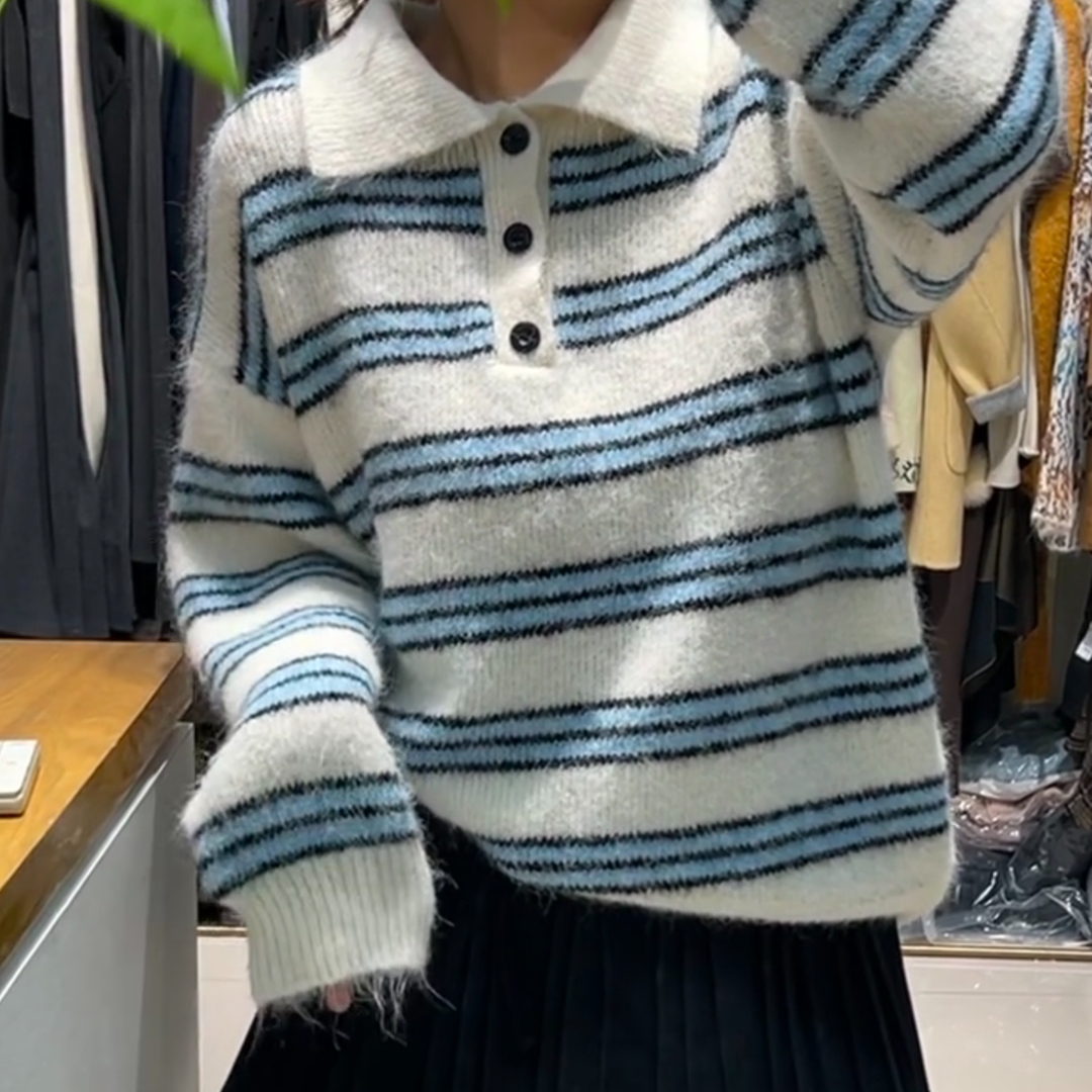 美式复古休闲宽松软糯针织上衣女