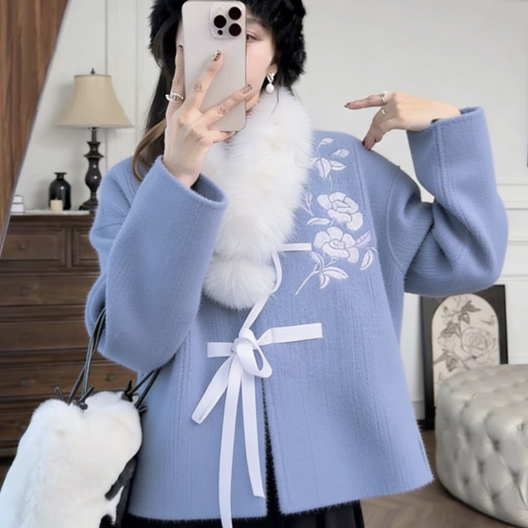 新款国风清冷感复古加绒加厚上衣