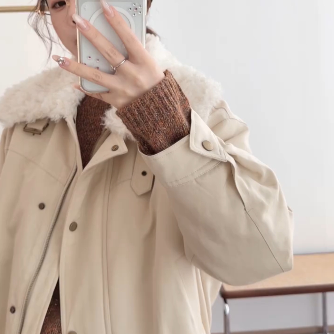 工装派克服小个子百搭棉服外套女