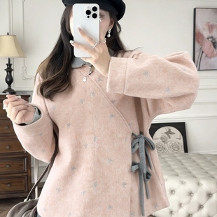 今年流行独特漂亮清冷感保暖外套2025冬季 宽松显瘦呢子大衣女 新款