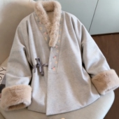 加厚保暖明制汉服2025年新款 冬季 新款 新年氛围感复古宽松毛呢外套