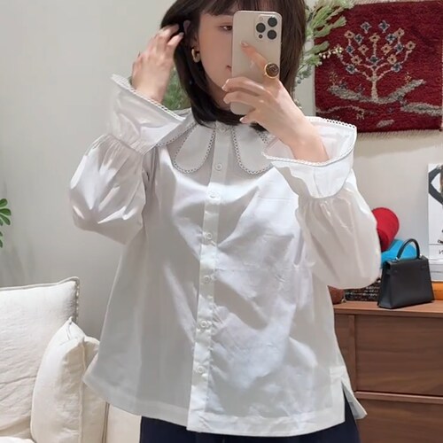 冬新款设计感小个子宽松长袖上衣