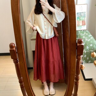 夏 小衫 新中式 国风改良禅意日常通勤休闲百搭肌理感飘逸洋气七分袖