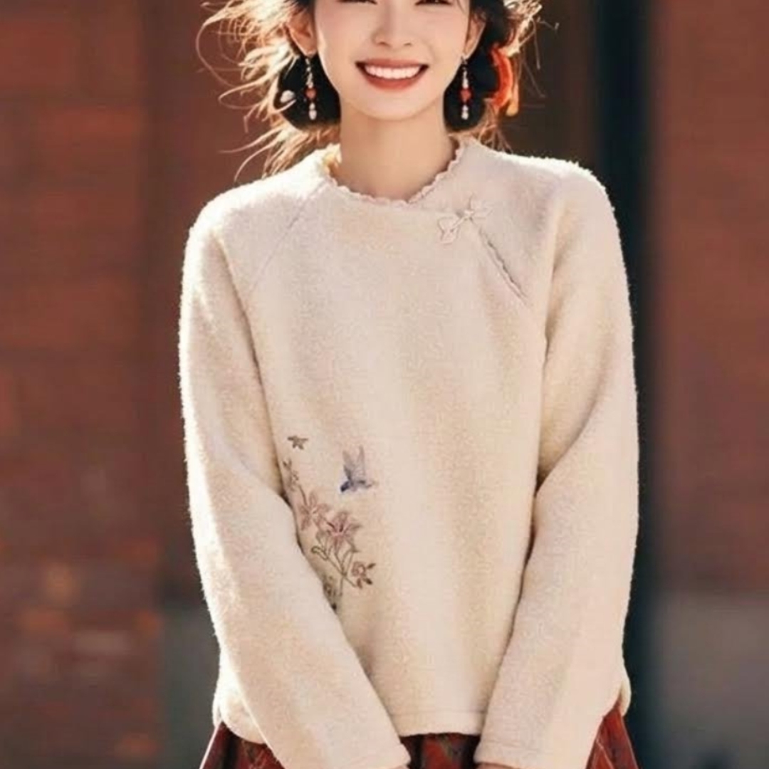 国风新中式清冷感复古刺绣上衣冬