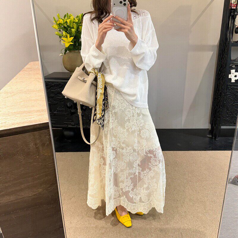 今年流行独特漂亮刺绣高腰蕾丝裙气质绝美小个子直筒半身裙2026夏