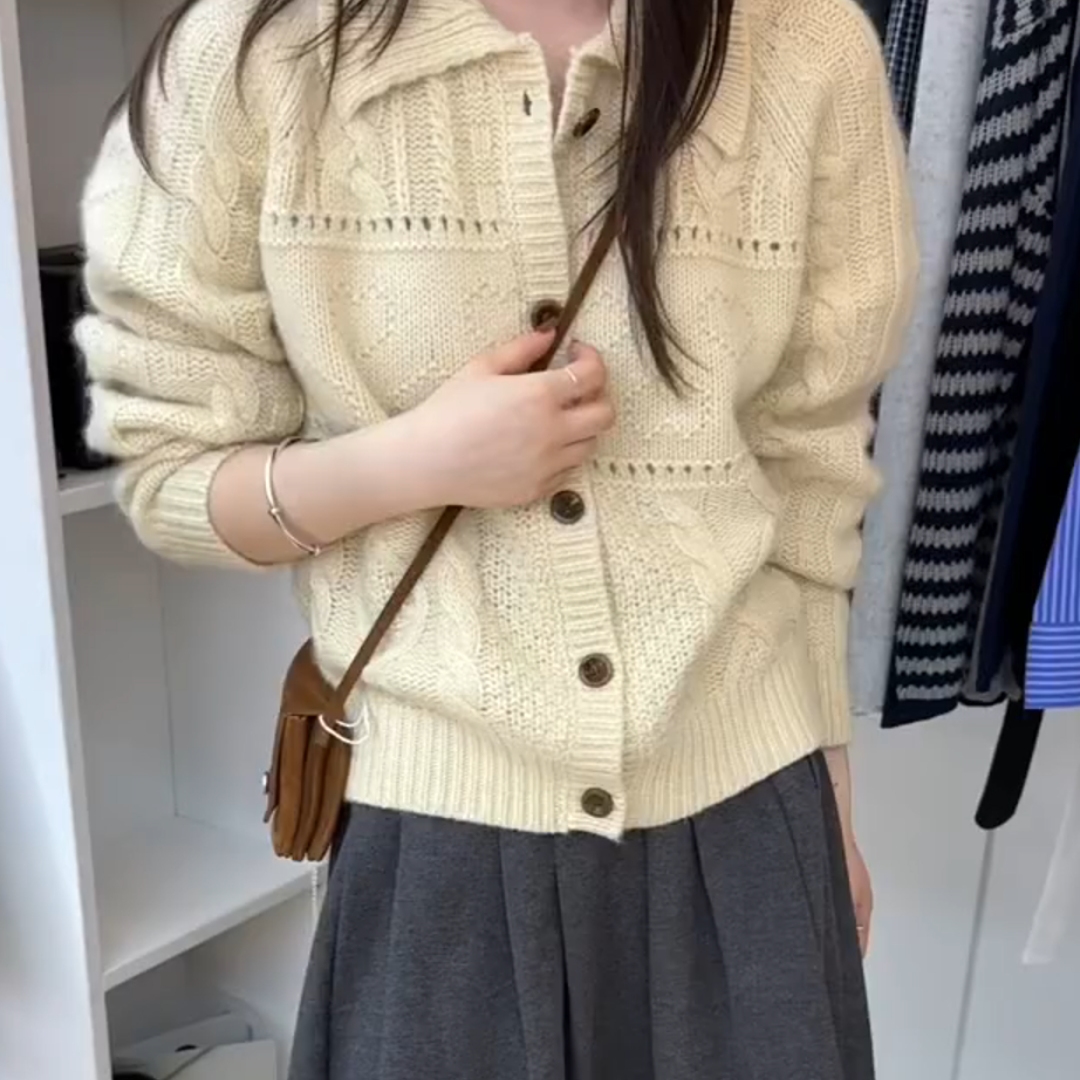 韩系时尚复古温柔风大码针织开衫