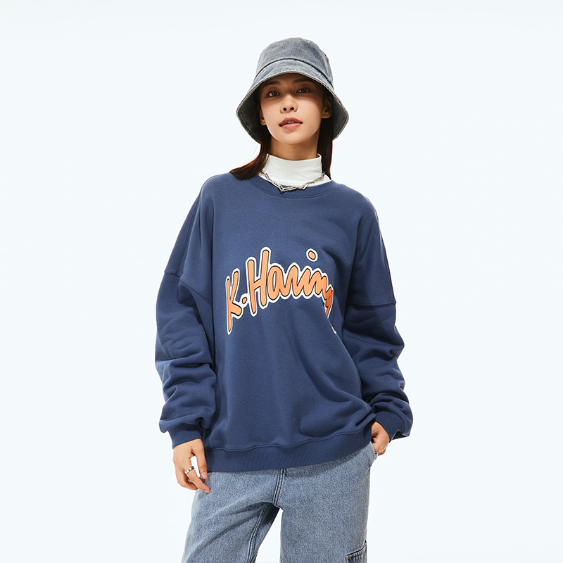 Fun潮牌圆领卫衣男女同款2025年秋季KH联名两面穿休闲套头外套