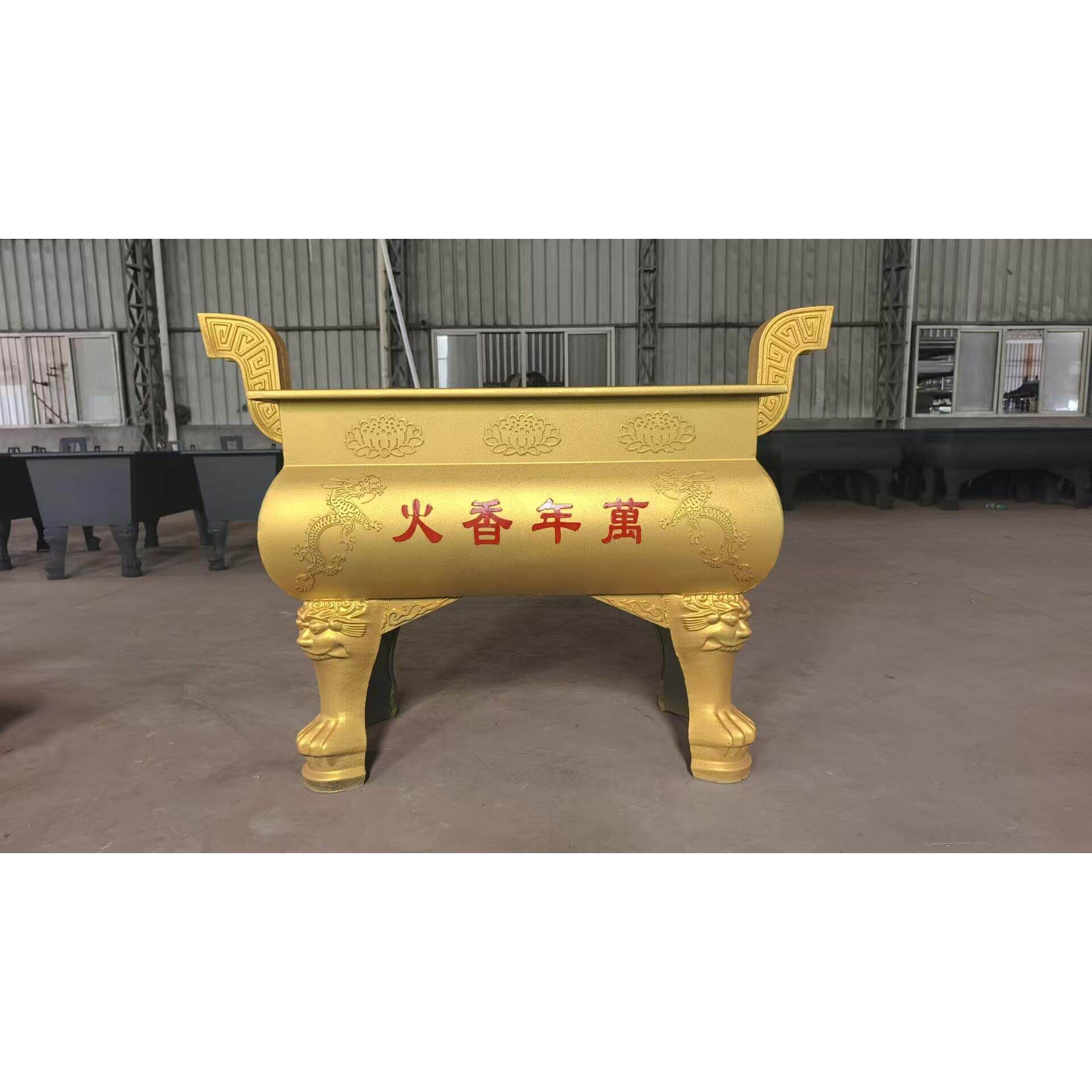 寺庙铸铁香炉寺院室外祖堂烧香鼎铸铁碳钢防锈供佛 大号祠堂插香