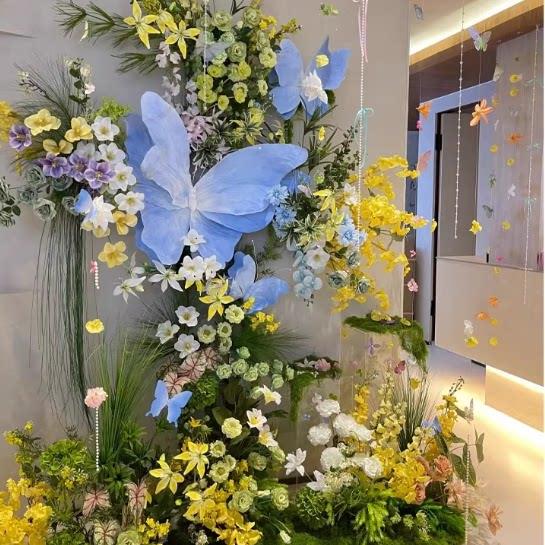 纸艺立体美陈染色蝴蝶氛围感装饰道具商场橱窗舞台背景墙挂饰摆设