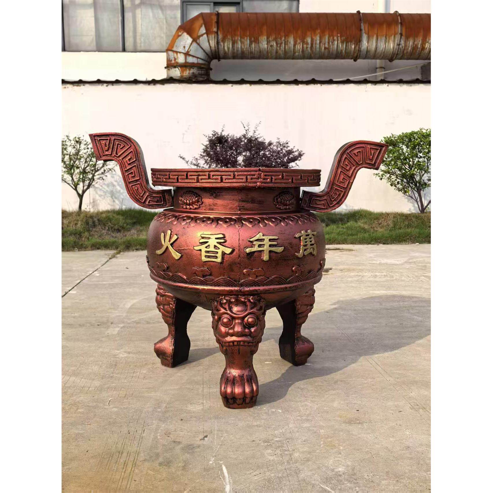 寺庙铸铁香炉家用室内大号插香鼎炉三足佛堂祠堂供奉仙家道家香炉