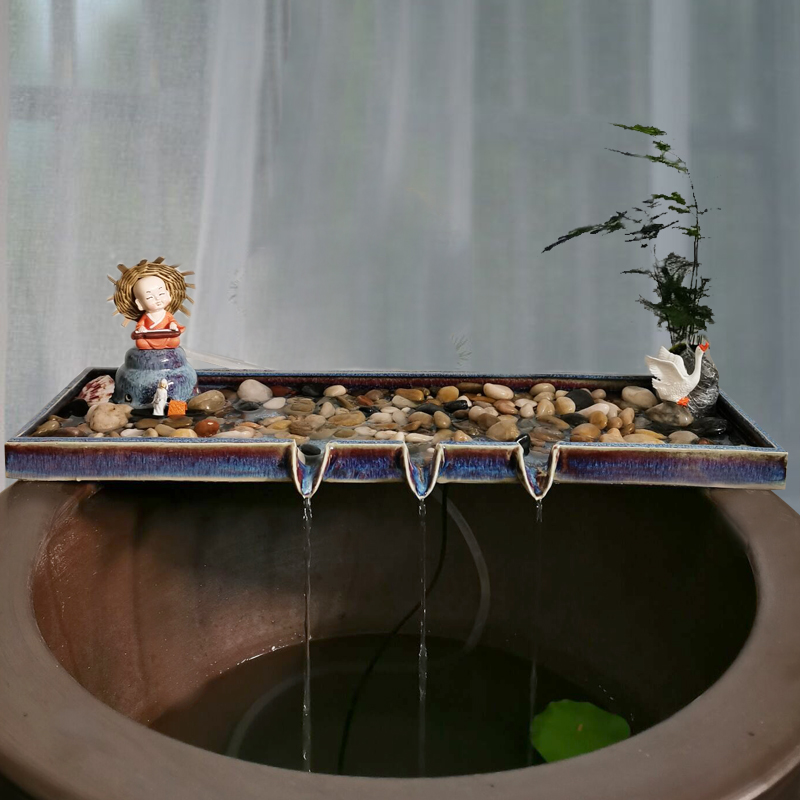 金鱼缸盆景流水摆件过滤循环系统流水器喷泉加湿增氧流水景观配件