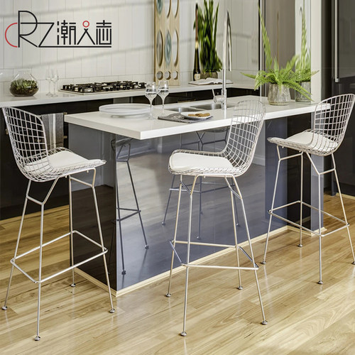 北欧酒吧椅金属网铁线高脚凳铁艺吧台椅工业椅子Bertoia Barstool