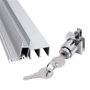 特厚玻璃展示柜轨道黑色5-8厘橱柜门锁推拉上下滑轨轮套装五金配