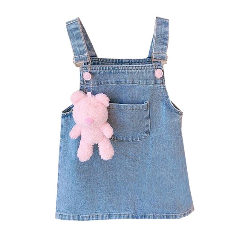 女童背带裙夏装2024新款女宝宝卡通公主裙儿童洋气牛仔裙小童裙子