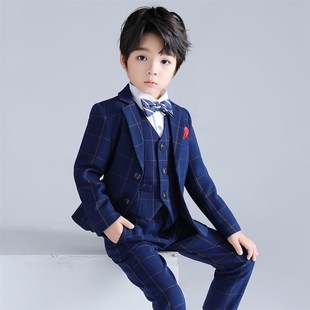 儿童礼服男孩西装马甲套装主持人钢琴演出西服男童花童中大童秋冬