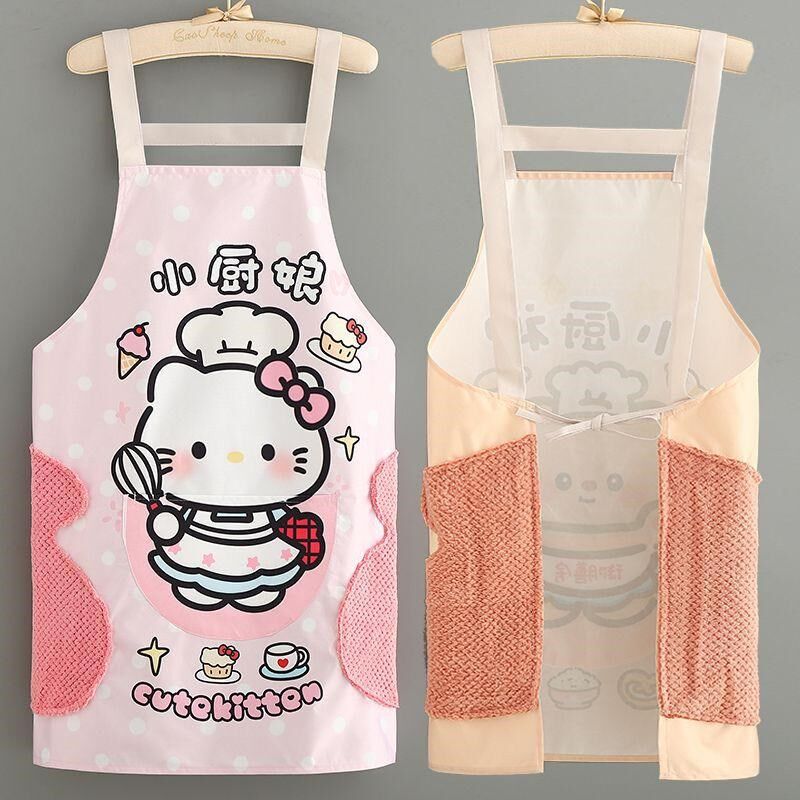 新款超萌防水围裙成人卡通可爱家用无袖厨房做饭擦手围腰防油工作