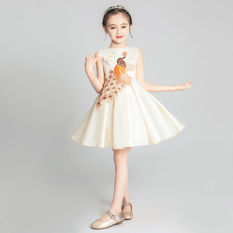 儿童礼服女童汉服中国风小女孩主持人模特走秀钢琴古筝演奏服洋气