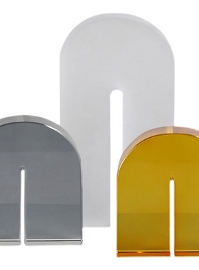 轻奢水晶摆件冷灰透明拱形玻璃工艺饰品样板房别墅客厅酒柜装饰品