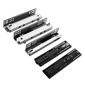 加厚托底抽屉导轨滑道三节轨道滑轨阻尼轨道200长缓冲隐藏式 反弹