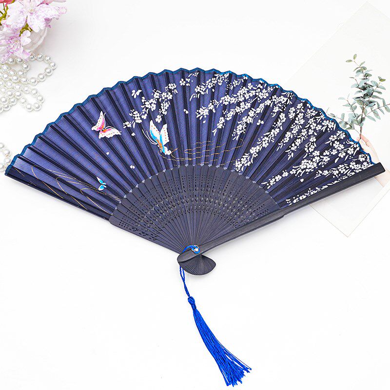 真丝古风扇子折扇中国风汉服女旗袍舞蹈跳舞学生夏日随身折叠小扇