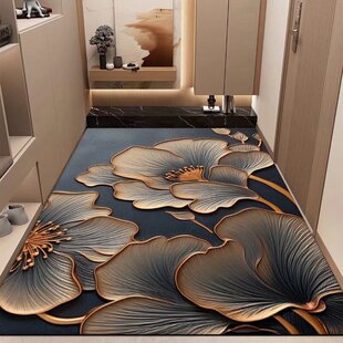 富贵花入户门地垫硅藻泥大门口玄关地毯进门防滑脚垫长款竖版门垫